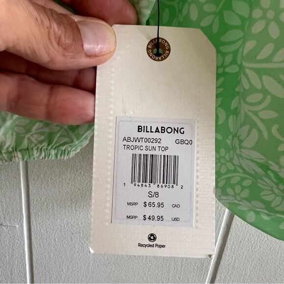 Billabong Tropic Sun Crop Top in Honeydew NWT - Picture 3 of 15